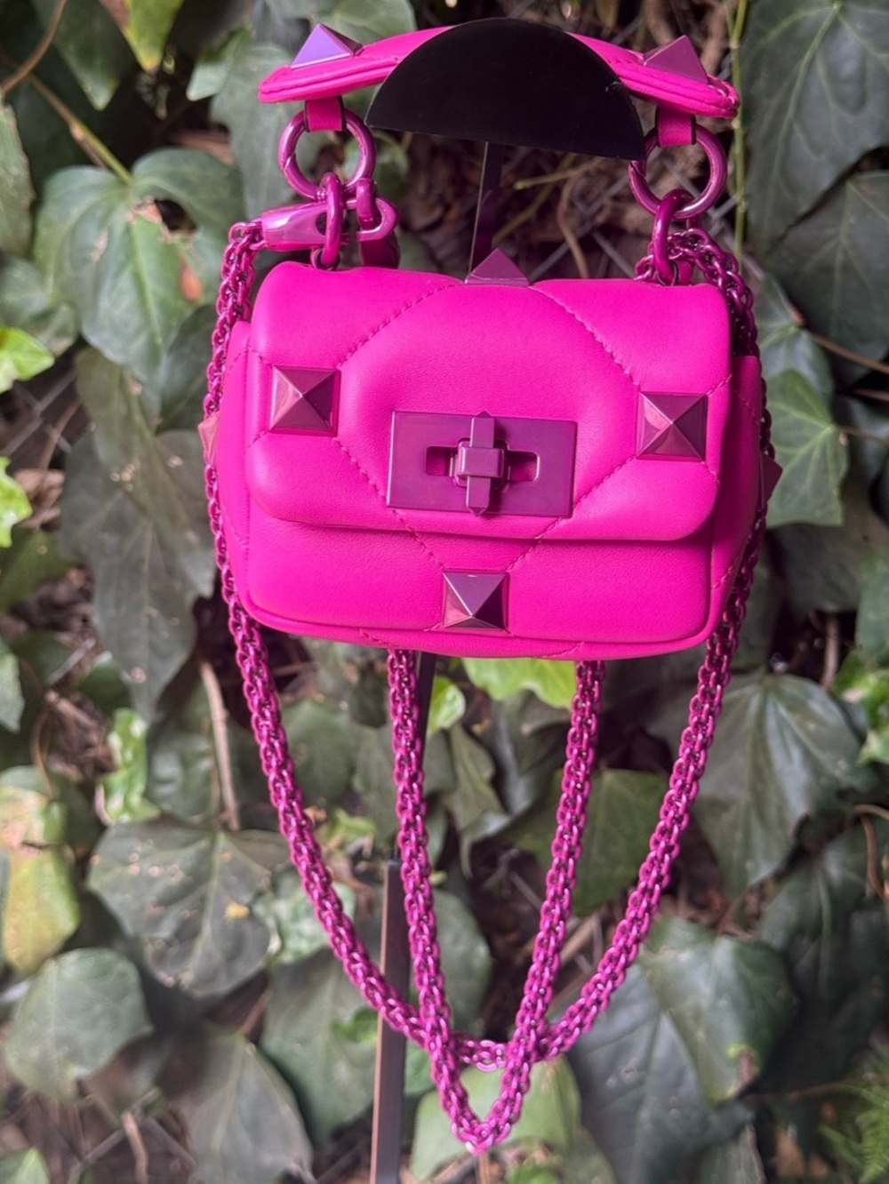 Valentino Pink Crossbody Shoulder Bag w/ Pink Studs & Hardware